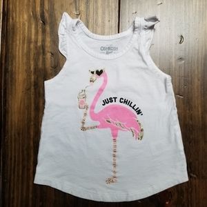OshKosh Flamingo Girls 2T Ruffled Sleeve Tank Top
